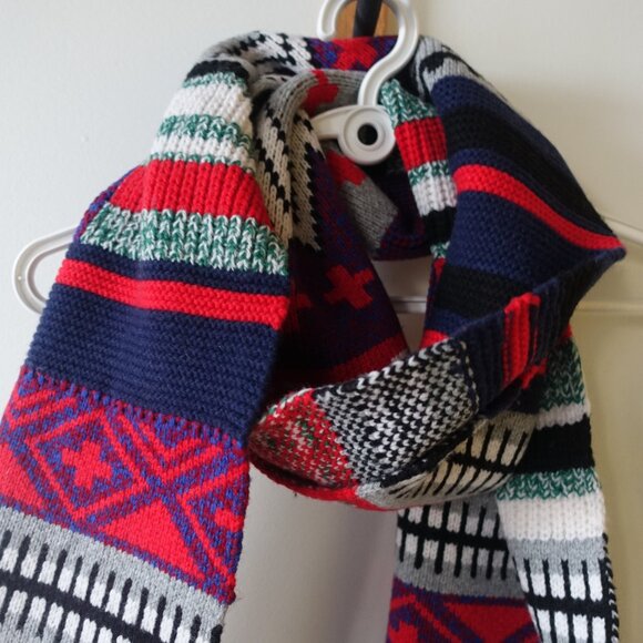 J Crew k2934 Extra Long Merino Wool Blend Scarf fair isle Multicolor Women's - Picture 12 of 14